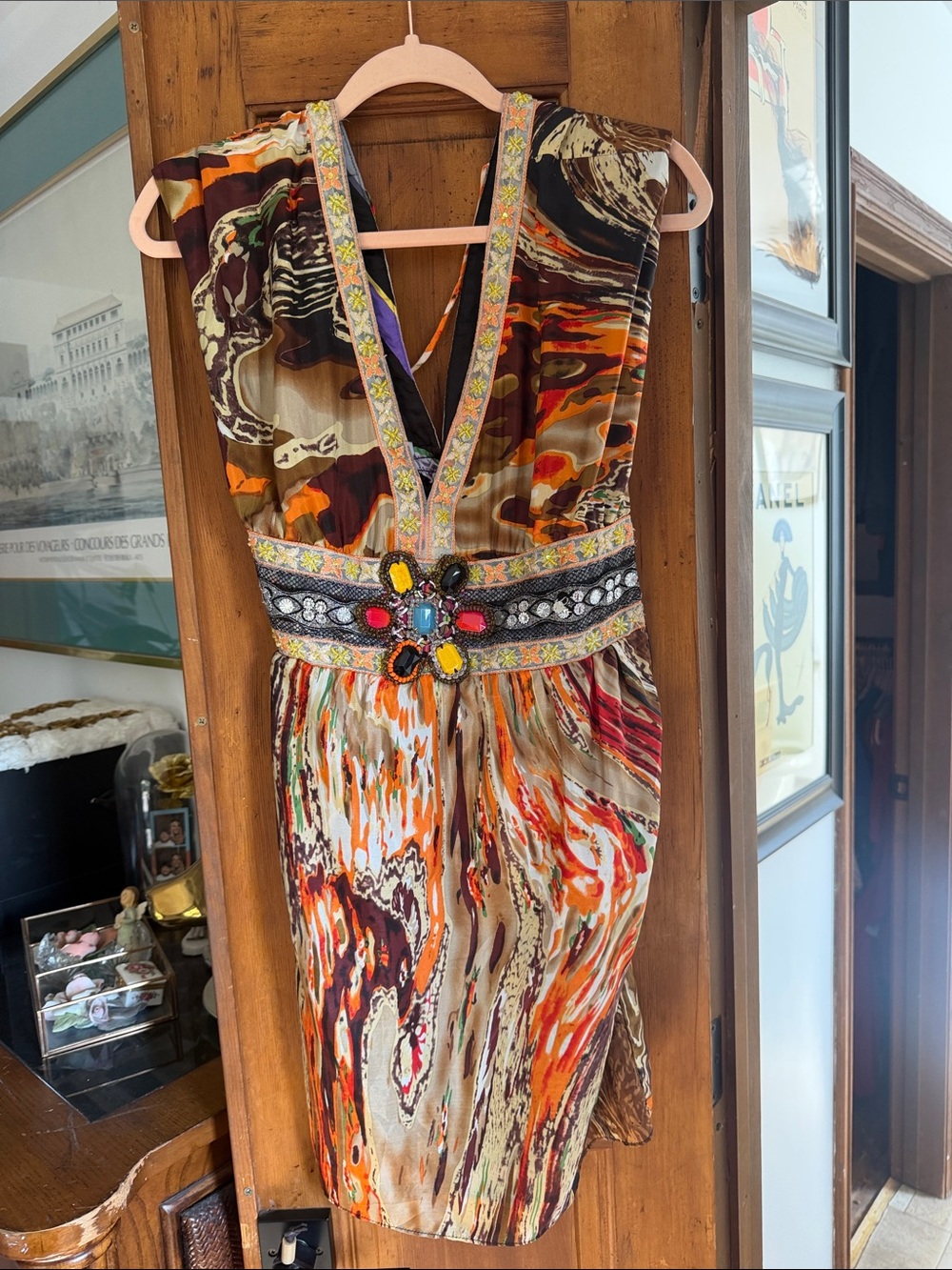 Meghan LA One-Shoulder Multicolor Jewel-Embellished Dress